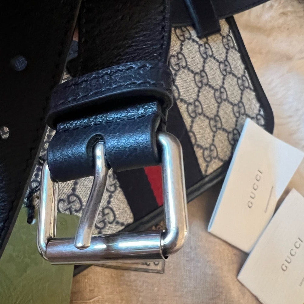 New GUCCI Ophidia GG Supreme Monogram Web Belt crossbody Bag 100/40 Bei… - Picture 8 of 13
